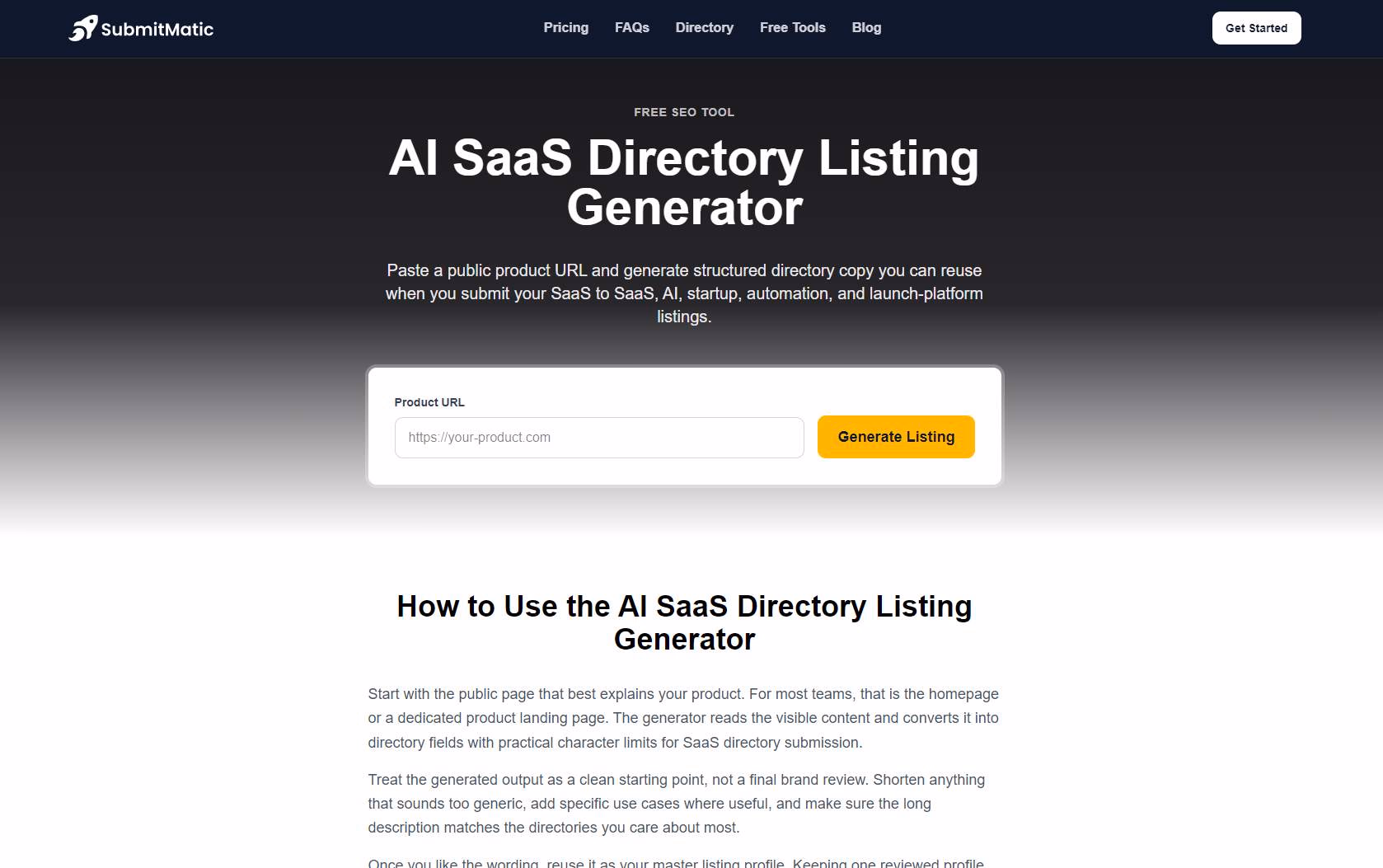 AI SaaS Directory Listing Generator - Product Image