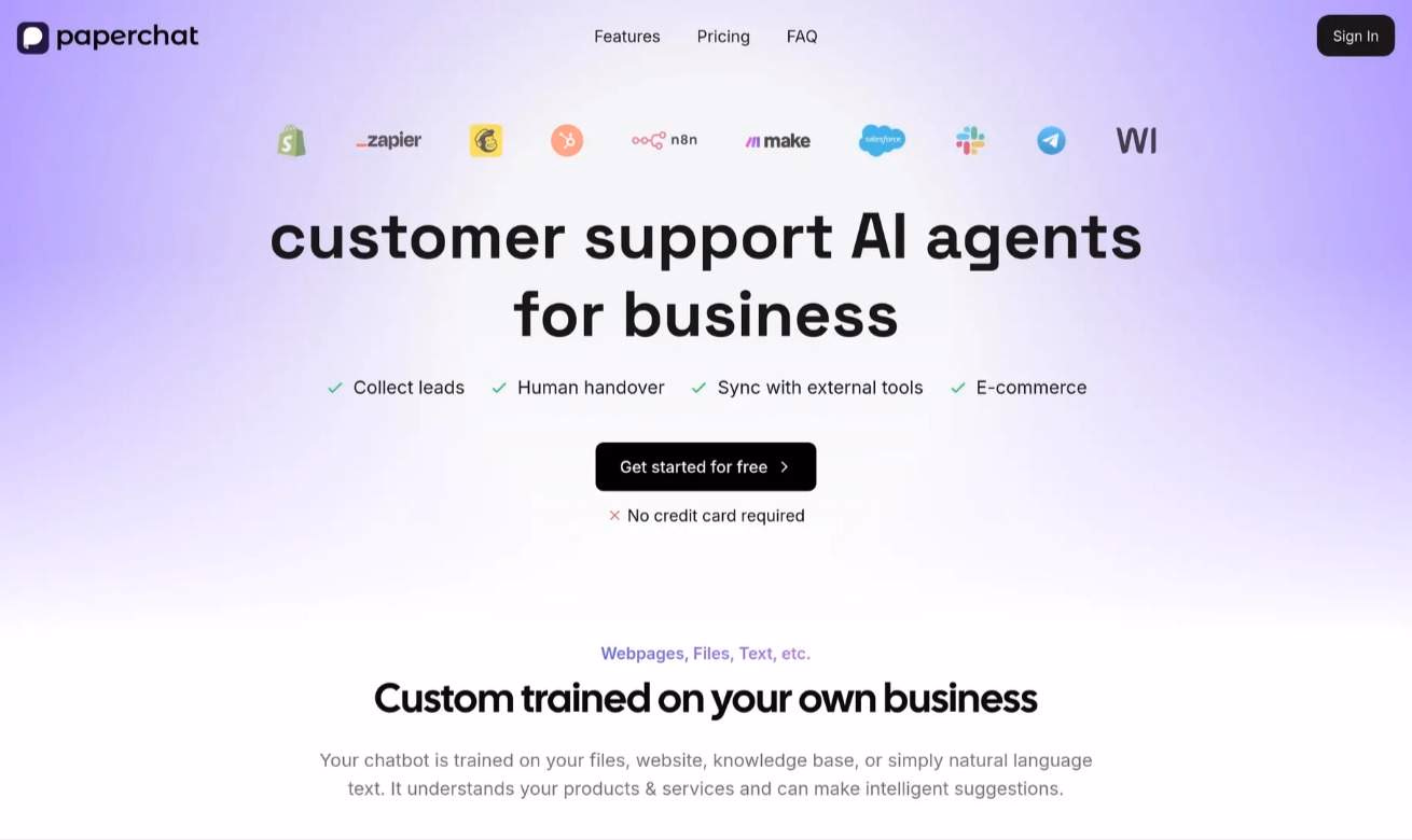 Paperchat - AI customer support - Product Image