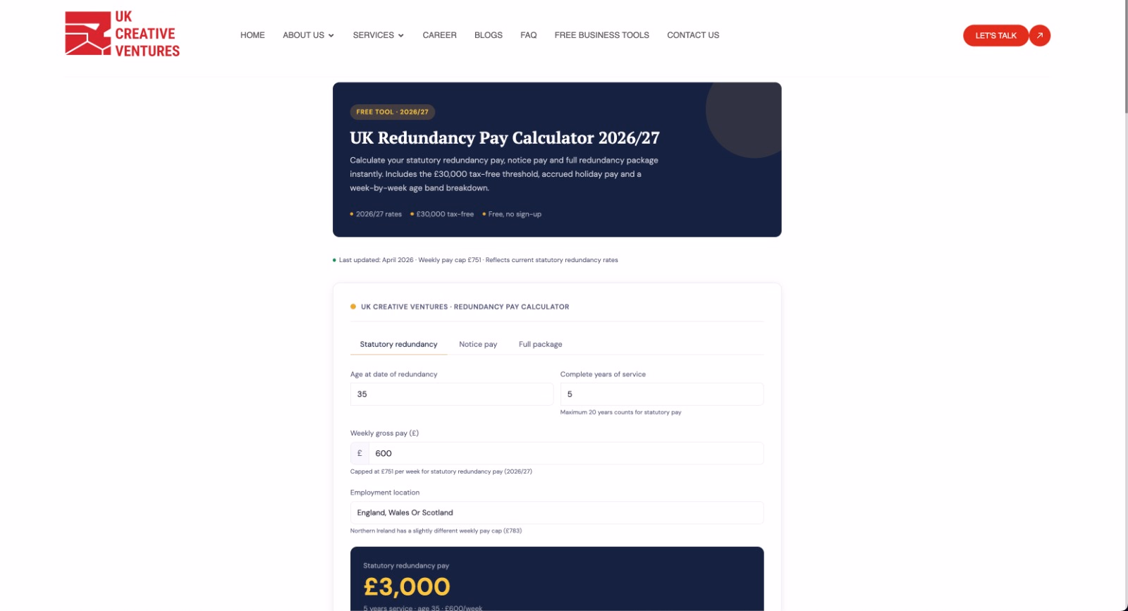 Redundancy Pay Calculator - Product Image