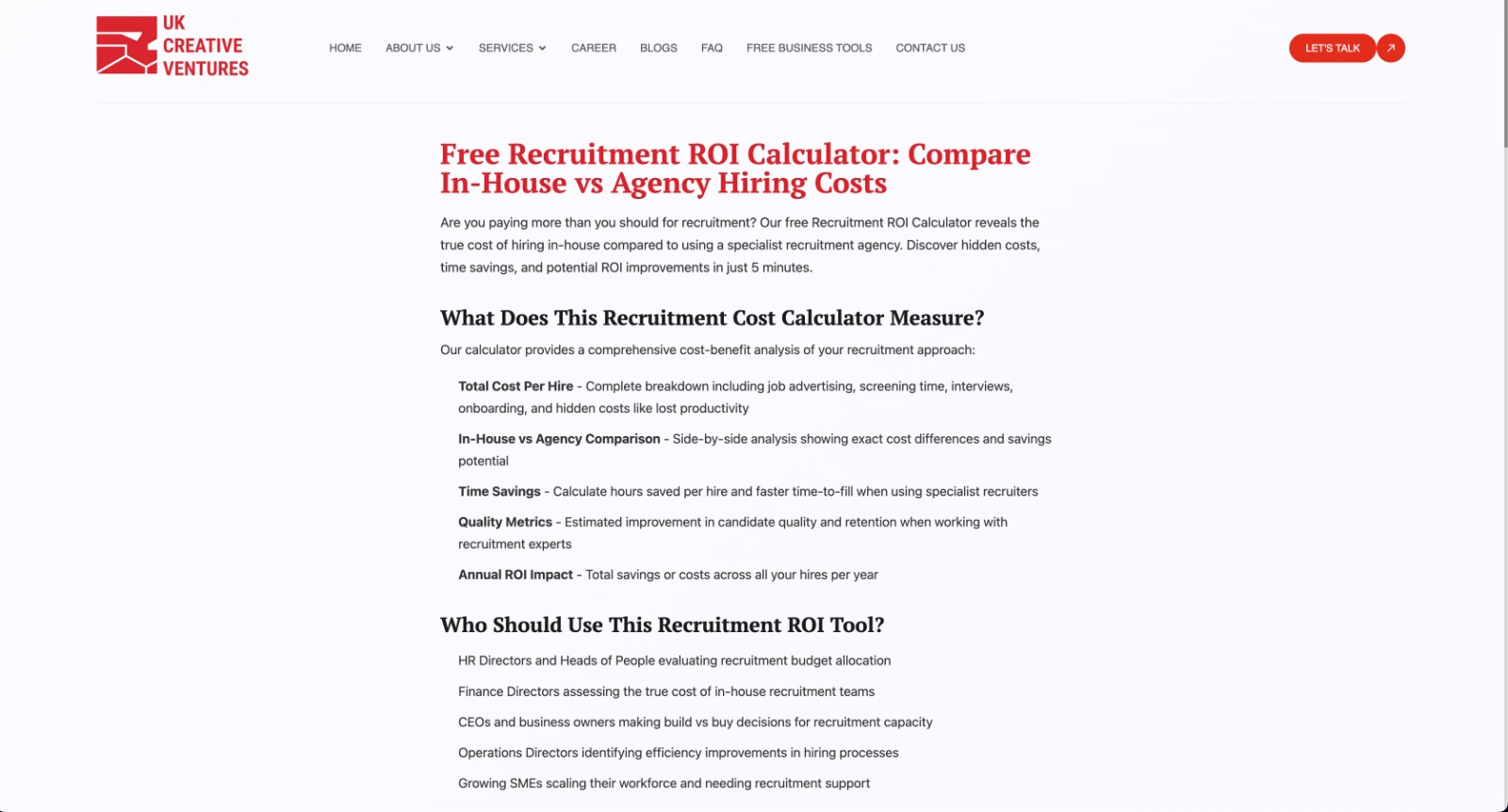 Recruitment ROI Calculator - Product Image