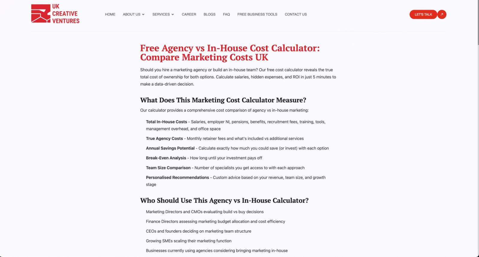 Agency vs In-House Calculator - Product Image