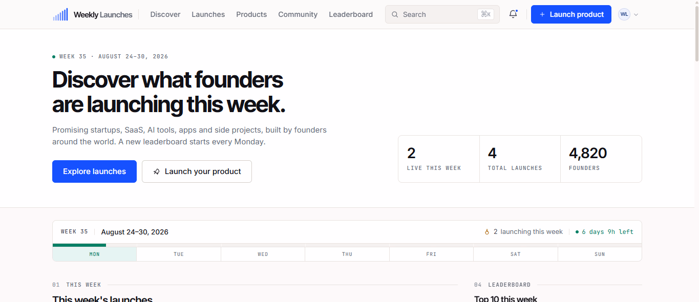 Weekly Launches - Product Image